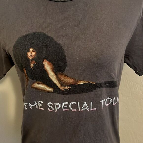 Lizzo Gray The Special Tour Distressed Graphic Shirt Music Singer Artist - Picture 4 of 9